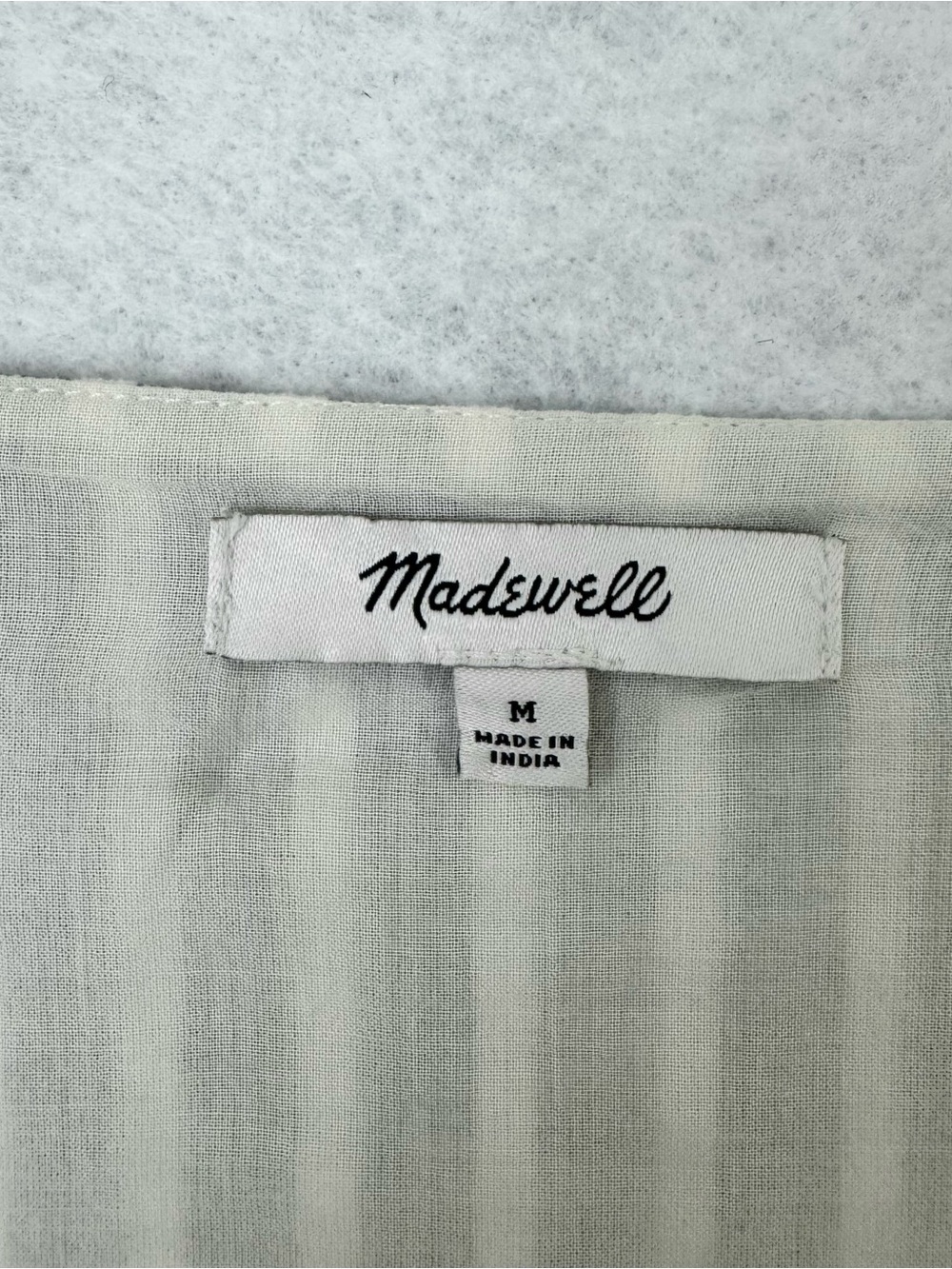 Madewell Flutter Sleeve Mini Dress Sage Green White Striped Seersucker Size M - Picture 2 of 16